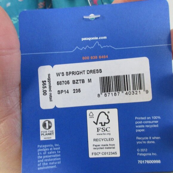 Patagonia Spright Dress Women M Blue Slim Fit Tank Mini Sleeveless Racerback 178 - Picture 4 of 10